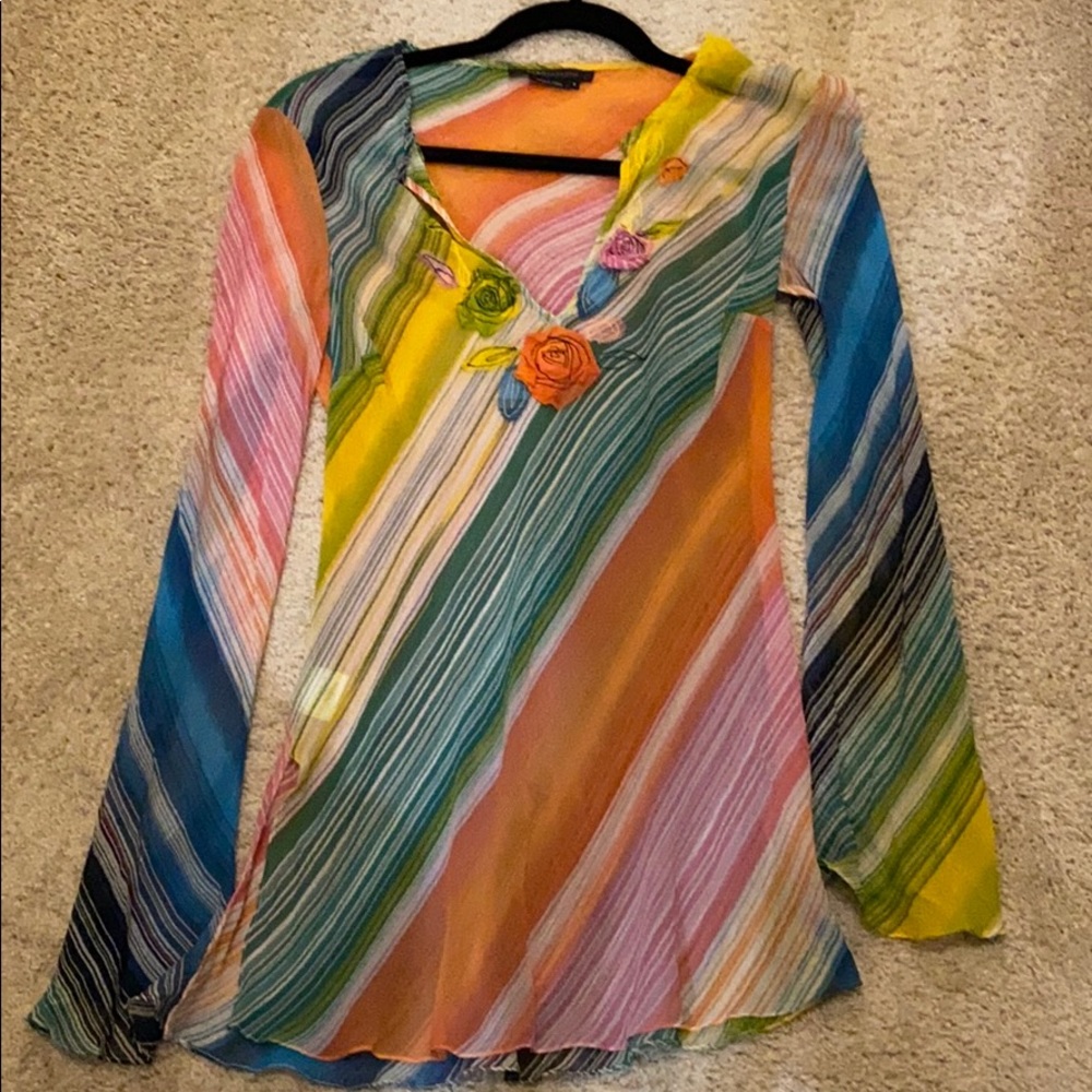 BCBGMaxazria silk tunic pullover blouse size small